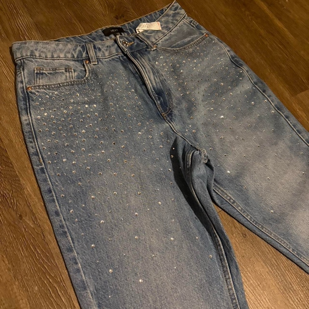 Bedazzled Light Blue Women's Skinny Jeans - Picture 1 of 7